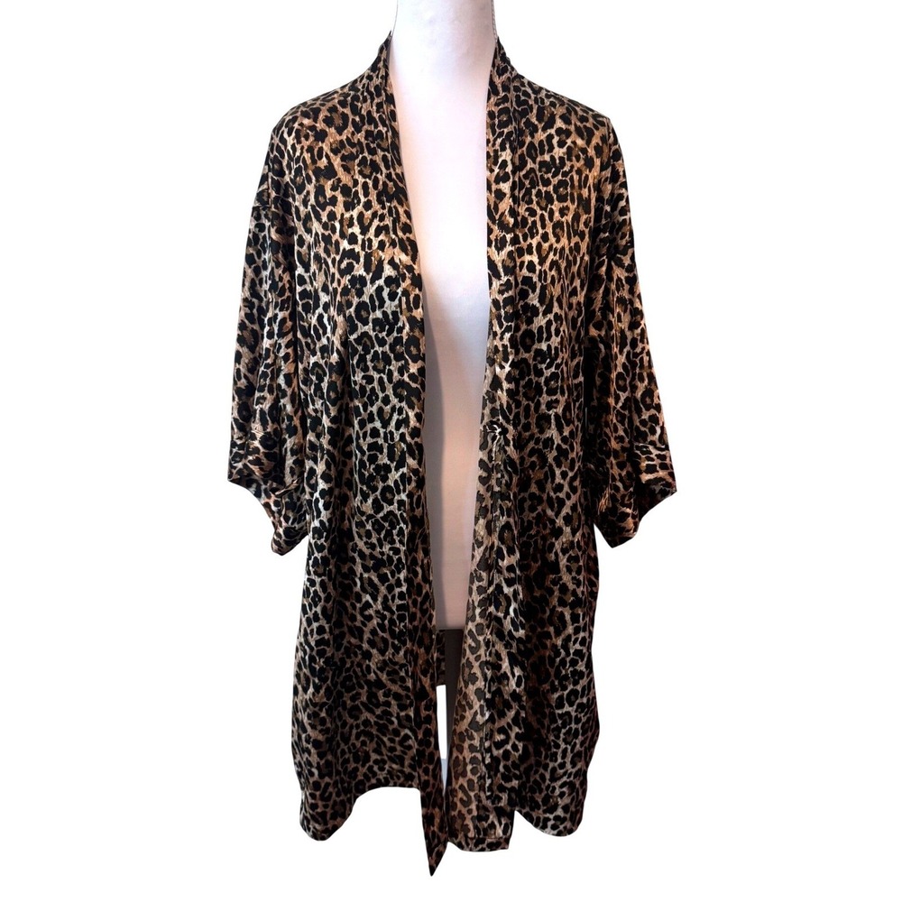 Victoria's Secret Leopard Print Satin Robe Date Night Glam S/M